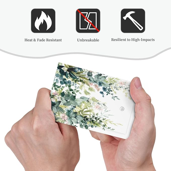 Colorful Plant Flower Sage Eucalyptus Leaves Light Switch Cover Plate 1 Gang No Device Blank Electrical Wall Plates Faceplate Decorative Switch Plate Covers for Bedroom Living Room Decor