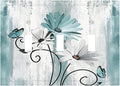 Light Switch Cover Plate Teal Daisy Floral Butterfly Vintage Wood 3 Gang Triple Toggle Decorative Switch Plates Wall Plates Electrical Switchplate Faceplate for Bathroom Bedroom Decor