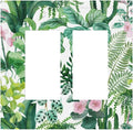 Tropical Palm Leaves Green Jungle Botanical Floral Flowers Decorative Outlet Covers 2 Gang Double GFCI Rocker Electrical Wall Panels Light Switch Cover Plate for Bedroom Living Room Decor