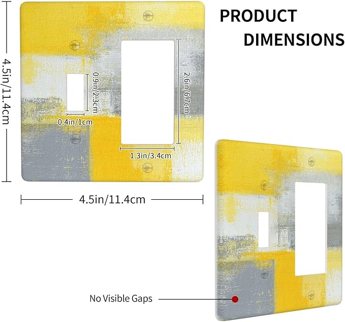Light Switch Cover Retro Modern Gray Yellow Ombre Abstract Art 2 Gang Toggle Rocker Combo Socket Cover Wall Plates Decorative Switch Plates and Outlet Covers for Bathroom Bedroom Decor