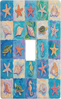 Sea Turtle Starfish Ocean Single Toggle Wall Plate Decorative 1 Gang Light Switch Covers Electrical Switchplate Home Decorate Faceplat for Bathroom Bedroom Kitchen Room 4.5 x 2.76 Inch
