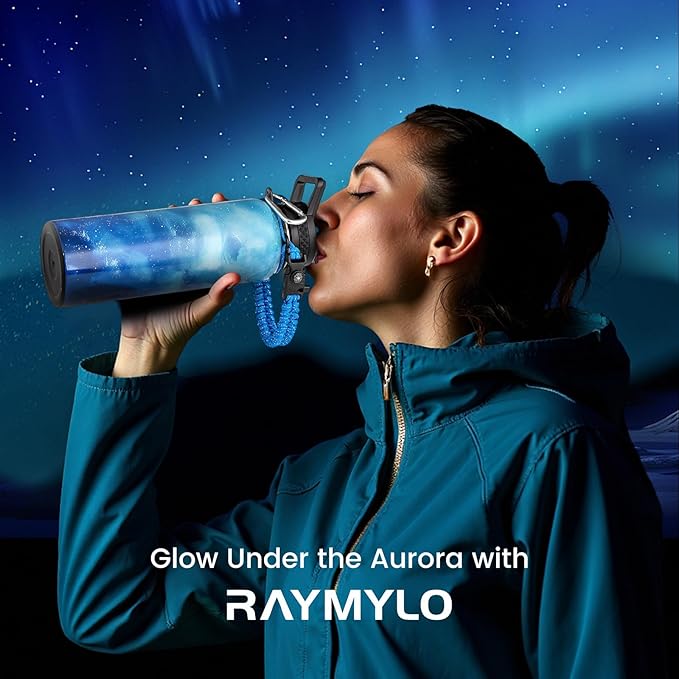 RAYMYLO Insulated Water Bottle 40 oz, Triple Wall Vacuum Stainless Steel (Cold for 36Hrs, Hot for 18Hrs), Leak Proof & Non-BPA, Modern Water Flask Jug with Paracord Handle & Straw Spout Lids