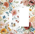 Rustic Style Colorful Peony Butterfly Dragonfly Outlet Covers 1 Toggle 1 Rocker Combination Electrical Switch Plates Light Switch Cover Plate Decorative Wall Plate for Bedroom Living Room Decor