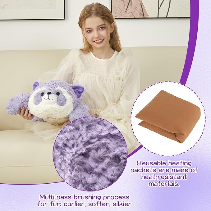 GILFWM 27" 5 Lbs Weighted Stuffed Animals Raccoon, Heatable and Coolable Weighted Plush with Microwavable Heating Pad,Removable Soft Washable Cute Plushie Pillow Toy Gifts for Adults and Kids