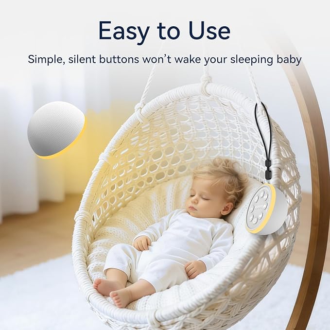 Mini Sound Machine White Noise Machine Night Light Battery Portable Brown Noise Machine 30 Soothing Sounds for Baby Kids Adults Sleep Machine 4 Timer Memory Function for Home Travel Office