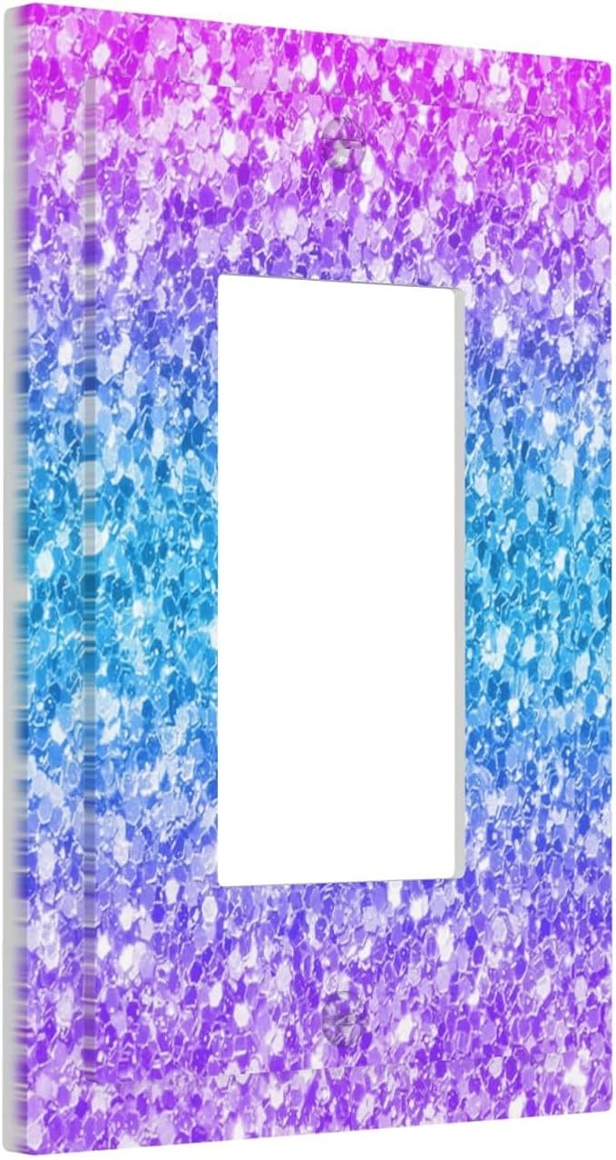 Outlet Covers Fantasy Colorful Glitter Blue Purple Gradient 1 Gang Single Rocker Light Switch Cover Plate Decorative GFCI Wallplates Socket Cover Electrical Switch Plate Covers for Kids Room Home
