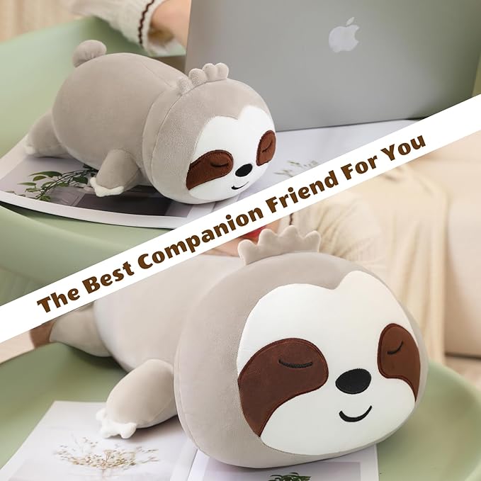 Finebee Weighted Sloth Stuffed Animals, Cute Weighted Sloth Plush, Soft Stuffed Weighted Plushie Pillow Gifts for Girls Boys(23.6" 3.1Lbs)
