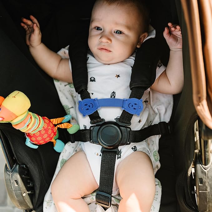 Anti Escape Strap, Baby Harness Chest Clip Safety Clip, Prevent Children/Kids Taking Their Arms Out of Child High Chairs/Strollers/Baby Reins, Blue(2 Pack)