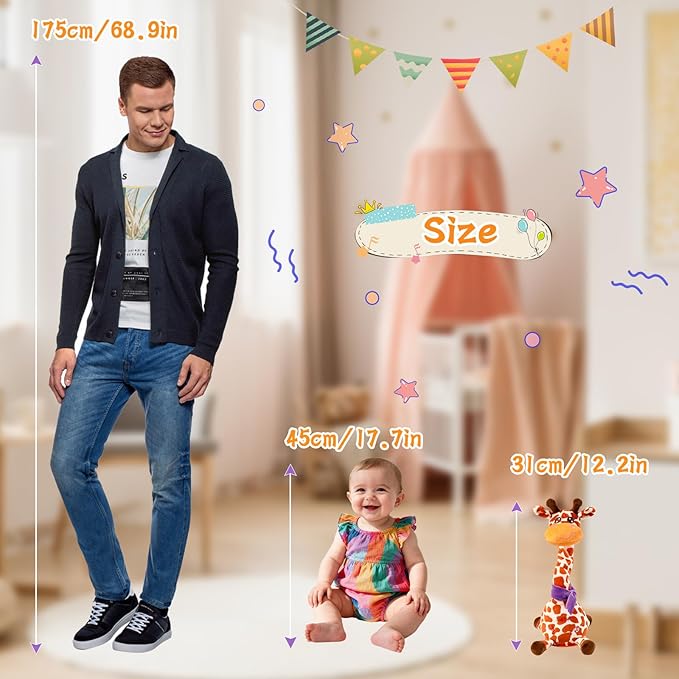 Dancing Giraffe Toy Stuffed Animal Baby Toys Singing Song Toddlers Toy Repeats What You Say Glowing Musical Toy for Baby Birthday Gift Groovy Giraffe Toy (Giraffe Toy)