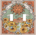 Boho Retro Sun Sunflower Vintage Flower Butterfly Decorative Switch Plates 2 Gang Double Toggle Outlet Light Switch Cover Wall Plate Electrical Faceplate for Farmhouse Home Decor