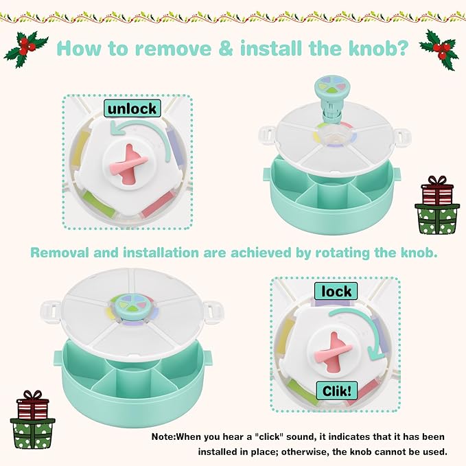 JOOPE Talk Kids Reusable Rotating Snack Container with 5 Separate Compartments, ColorMatching Opening Lid,BPA/PVC-Free, Dishwasher Safe, Perfect for Travel, School Lunches& On-The-Go Snacking-Green