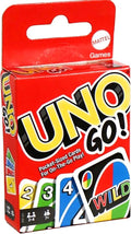 UNO GO! Pocket-Sized Cards for On The Go Play Mini Sized Playing Cards for Travel Stocking Stuffer Birthday Party Kids, Adults Family Game Night Color Matching Fun