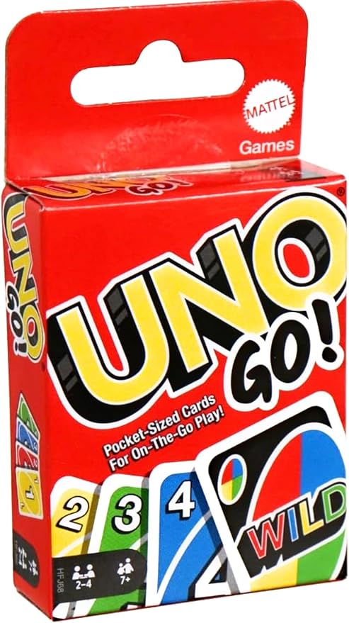 UNO GO! Pocket-Sized Cards for On The Go Play Mini Sized Playing Cards for Travel Stocking Stuffer Birthday Party Kids, Adults Family Game Night Color Matching Fun