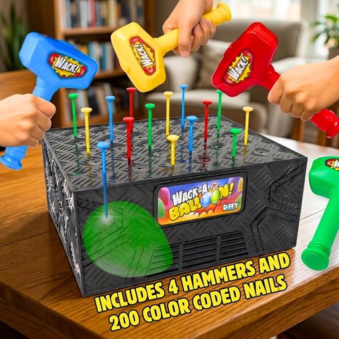 Wack A Balloon Party Edition Pop Game for Kids and Adults, Interactive Balloon Popping Party Gift for Game Night, Family Fun and Classrooms, Ages 4+