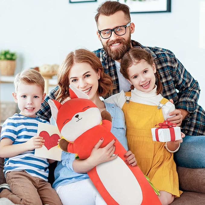 Dalmao 36 inch Orange Fox Stuffed Animal, Soft Cute Fox Body Long Pillow Giant Large Big Jumbo Plushies Toy, Gift for Kids, Boys Birthday