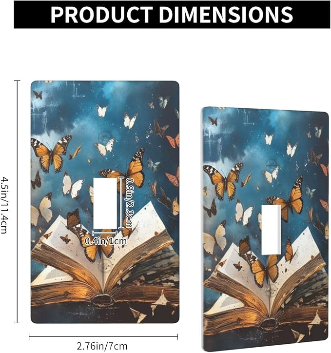 Decorative Art Light Switch Covers Butterflies from the Book Single Toggle Wall Plate Decorative Switchcover Electrical Switchplate for Home Decor