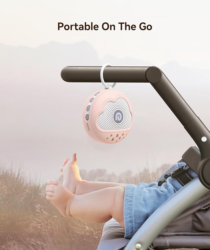 Dreamegg White Noise Machine - Portable Sound Machine Baby with Safe Silicone Cover, Features Powerful Battery, 21 Soothing Sound, Noise Canceling for Sleeping, Baby Registry Gift, Nursery(Pink)