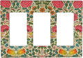 William Morris Roses Floral Triple Rocker Light Switch Cover VintageTulip Flower Plant Bird 3 Gang Rocker Outlet Covers Decorative Electrical Wall Plate for Country Bedroom Home Decor