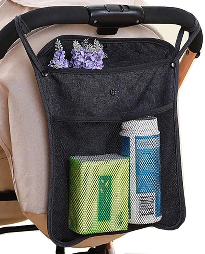 Baby Stroller Organizer,Black,Umbrella stroller organizer,Extra pockets to store snacks/wipes items,Holds water bottles, toddler sweat shirt etc (Black)