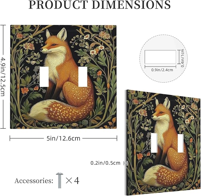 Fox Morris Plants Flowers Vine Colorful Floral Decorative Switch Plates 2 Gang Double Toggle Outlet Light Switch Cover Wall Plate Electrical Faceplate For Bed Room Living Room Decor