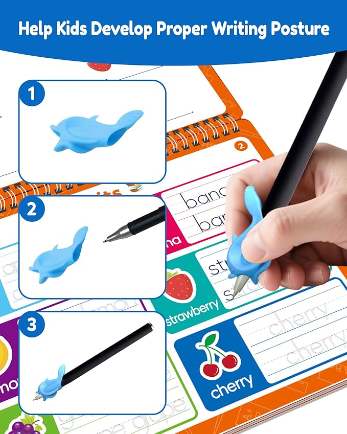 Magic Grooved Writing Practice Books for Kids, Large Grooved Handwriting Copybook, Reusable Learn to Write Number Letter Preschool Tracing Workbook for Kids Ages 3-8, Birthday Gifts Toys