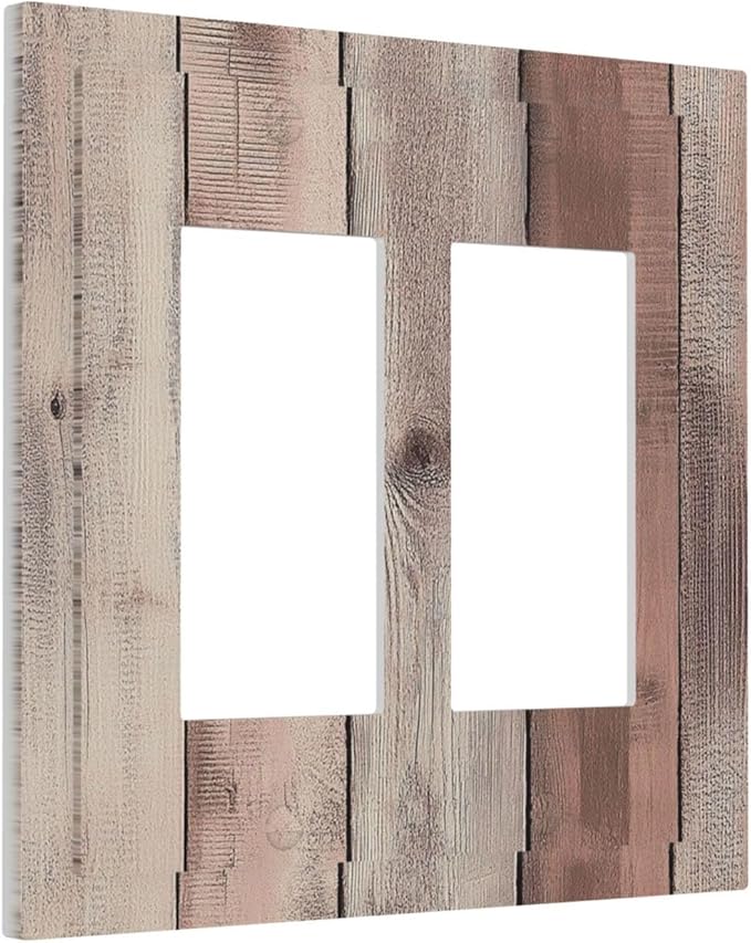 Decorative Outlet Covers Vintage Natural Wood Rustic Cinnamon 2 Gang Double Gfci Rocker Electrical Wall Panels Light Switch Cover Plate For Farmhouse Cabin Decor