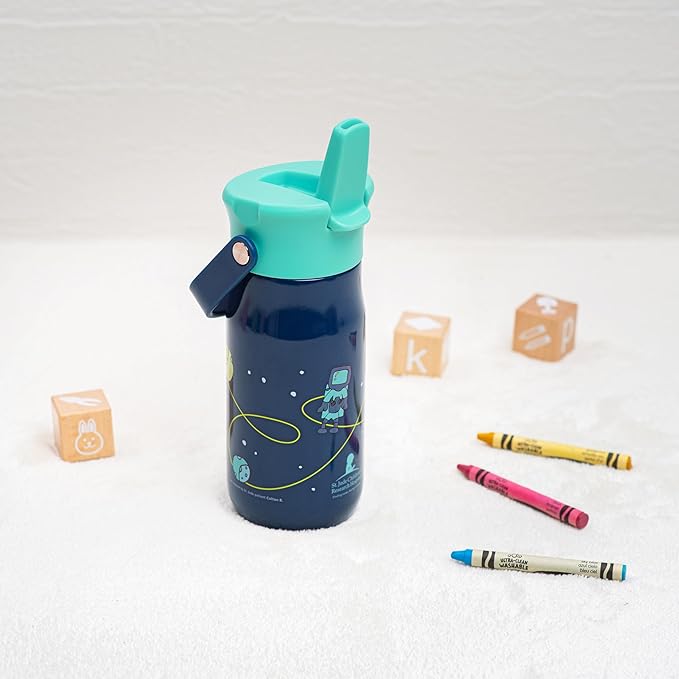 Zak Designs Harmony Kid Water Bottle Benefiting St. Jude, For Travel or At Home, 14oz Stainless Steel is Leak-Proof When Closed and Vacuum Insulated (Space)