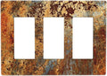 Rust Old Rusty Copper Rustic 3 Gang Triple Rocker/Decorator Light Switch Wall Plate Cover Decorative Gfci Electrical Faceplate Switchplate Room Decorate