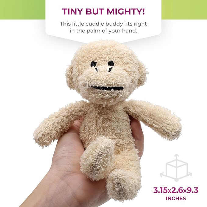 Thermal-Aid Zoo Mini — (Jo Jo the Monkey) — Mold-Resistant, Washable Hot & Cold Pack for Kids — Heating and Cooling Pad with Natural Corn Filling — Reusable Plush Toy