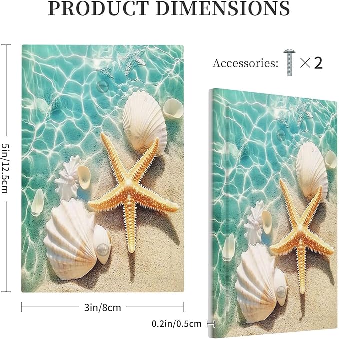 Light Switch Cover Plate Sea Shells And Star Fish In Ocean Beach 1 Gang No Device Blank Electrical Wall Plates Faceplate Decorative Switch Plate For Bathroom Home Decor