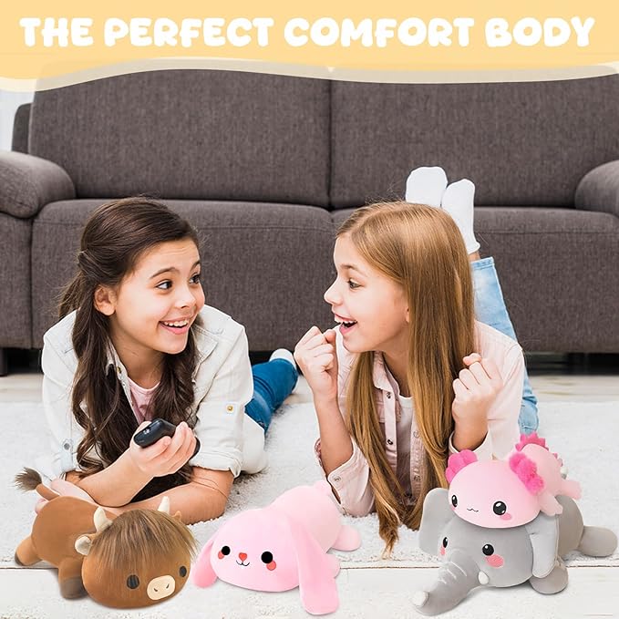 TOYSYM Weighted Stuffed Animals, 1.6 lbs Bunny Stuffed Animal with Weighted Beads, Cute Plush Toy Pillow Gifts for Adults Kids Boys Girls