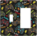 Kid Boys Gamer Gaming Game 2 Gang Single Toggle/Rocker Combination Light Switch Cover Decorative Wall Plate Cover Electrical Faceplate Art Oil Painting Decor