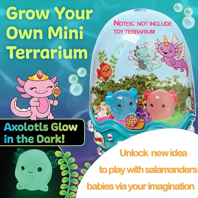 12 Pack Glow in the Dark Slime Kit with Axolotl Charms, Non-Toxic Mess Free Smooth Sludge Toy, Party Favors for Kids, Stress Relief, Slime Bulk for Boys Girl, Easter Stocking Stuffers