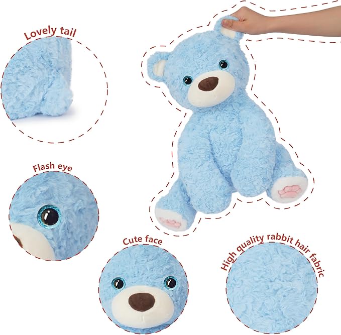 Niuniu Daddy 14" | 3.5 Pound Weighted Bear Stuffed Animal, Giant Blue Weighted Teddy Bear Plush Toy for Kids Adults, Large Big Cute Weighted Body Pillow Plush for Birthday Christmas Holiday Presents