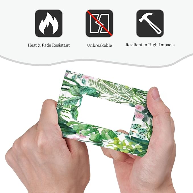 Tropical Palm Leaves Green Jungle Botanical Floral Flowers Decorative Outlet Covers 1 Gang Single Rocker Light Switch Cover Plate Wall Plates GFCI Faceplate for Bedroom Living Room Decor