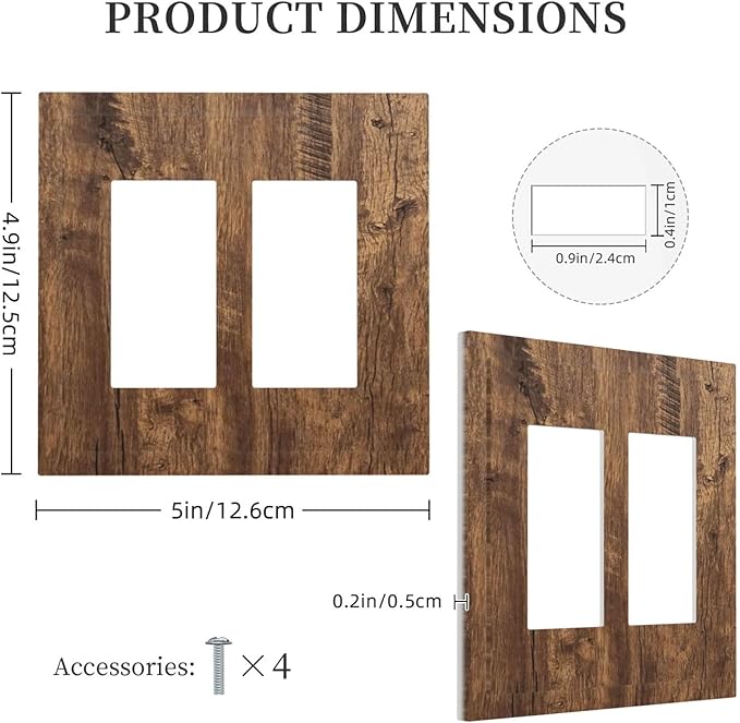 Rustic Old Wood Brown Crack Tree Tumor Print Decorative Outlet Covers 2 Gang Double GFCI Rocker Electrical Wall Panels Light Switch Cover Plate for Farmhouse Home Decor