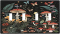 Cartoon Floral Mushroom forest Butterfly Flowers Light Switch Covers Quad Toggle 4 Gang Wall Plate Decorative Switch Plates Electrical Faceplate for Bedroom Kids Room Decor