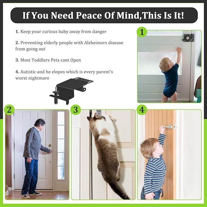 Child Safety Door Top Lock, TAMIDN Top Door Locks for Kids Safety Made of Durable Metal, Adjustable Child Locks for Door, Door Lock Kid Proof for Childproofing Interior-Exterior Doors,2 Pack