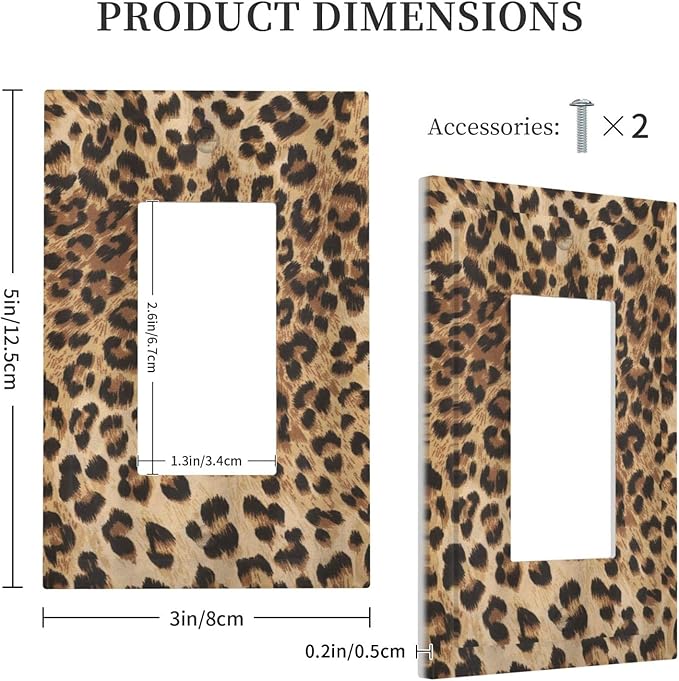 Leopard Wild Safari Skin Pattern Powerful Cheetah Cat Panthera Black Brown Fur Wildlife Single Rocker Light Switch Cover 1 Gang Decor Wall Plate Electrical Switchplate GFCI Outlet Faceplate Room Decor