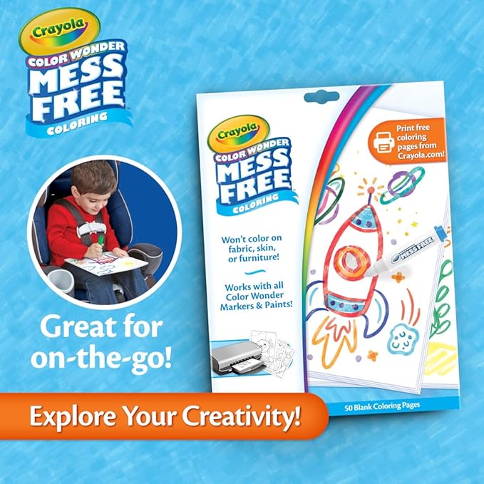 Crayola Color Wonder Mess Free Coloring Pages (50ct), Create Your Own Coloring Pages, Blank Color Wonder Refill, Toddler Toys & Gifts