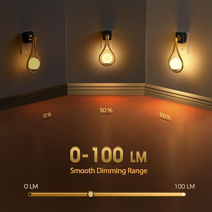 Briignite LED Night Light, Night Lights Plug into Wall, 0-100LM Dimmable Nightlight, 330° Rotating with Dusk to Dawn Sensor, Adjustable Brightness for Kids, Bathroom, Bedroom, Hallway, Stairway