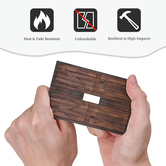 Light Switch Cover Rustic Brown Barn Door Retro Wood Plank 1 Gang Wall Plate Cover Country Single Toggle Outlet Covers Decorative Switchplate Electrical Faceplate for Bathroom Home Decor