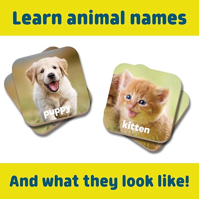 Chuckle & Roar Baby Animals Matching Memory Game for Kids Ages 3+ – Preschool Concentration Board Game for Toddlers, Cute Animal Learning Game