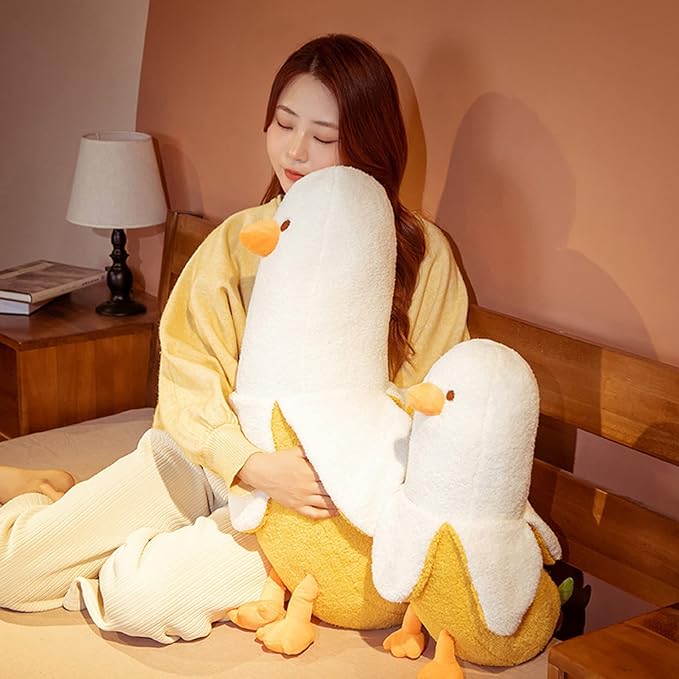 PEACH CAT Banana Duck Plush Toy Cute Plushie Hugging Plush Pillow Duck Stuffed Animal for Girls and Boys Yellow 19.7"