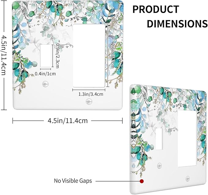 Decorative Outlet Covers Bohemian Green Eucalyptus Leaf Pine Leaves 2 Gang 1 Gang Wall Plate Cover Single Toggle Rocker Combination Light Switch Plate Covers Jumbo Switch Cover