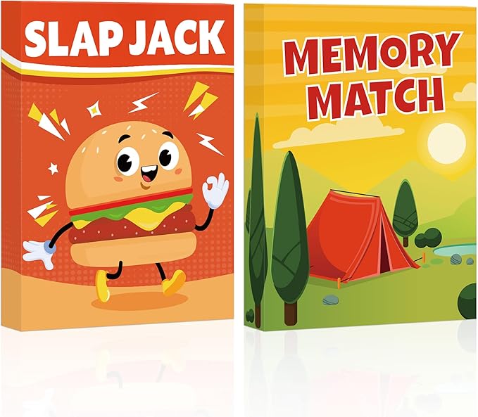 Card Games,Card Game for Kids Toddlers Adults,2 Decks of Classic Fun Card Game for Game Nights and Family Gatherings,Great Gifts for Birthday Holiday Easter Basket Stuffers (Slap Jack & Memory Match)