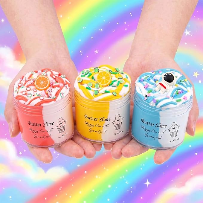 9 Pack Axolotl Slime Kit, with 3 Jelly Cube Crunchy Slime 3 Cloud Slime 3 Butter Slime, for Girls and Boys Party Favors, Stress Relief Toy for Kids, School Education