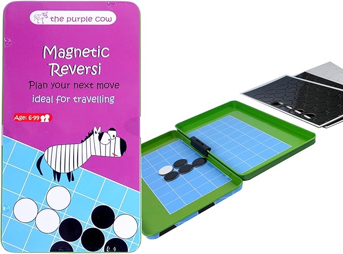 The Purple Cow- Magnetic Reversi Game. Travel Size Board Game Set for Kids