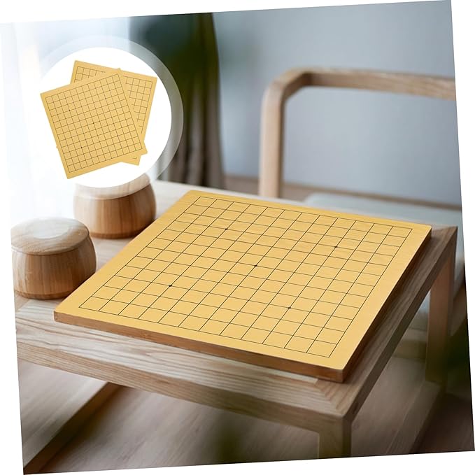 Garneck Wooden Go Chess Board Set 2PCS Double-Sided Go Game Board for Boys and Girls and Adults Portable Educational Strategy Game for Family Gatherings and Travel