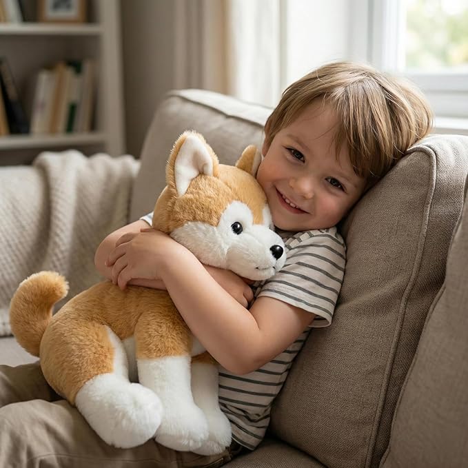 WEIGEDU Japanese Akita Shiba Stuffed Animal Plush Toy, 13 inches